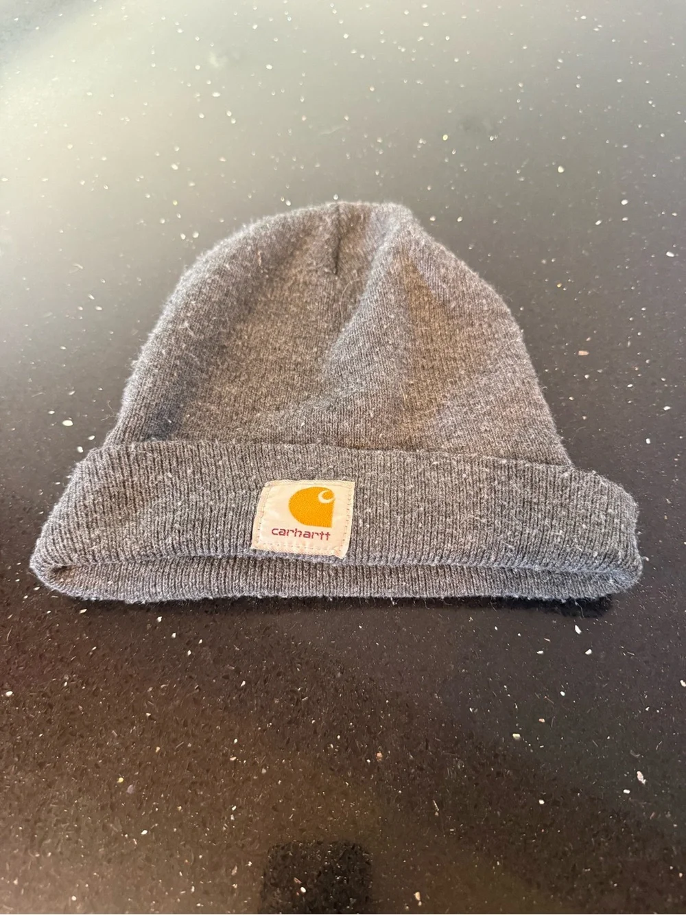 Carhartt Gray Knit Cuffed Beanie with Logo Patch